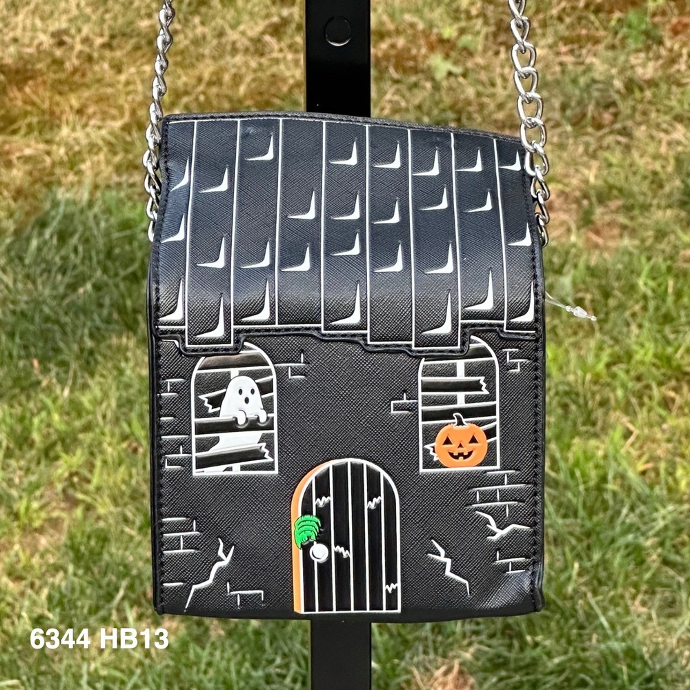 Halloween Haunted House Novelty Crossbody Purse Ghost Pumpkin Cat Mad Engine